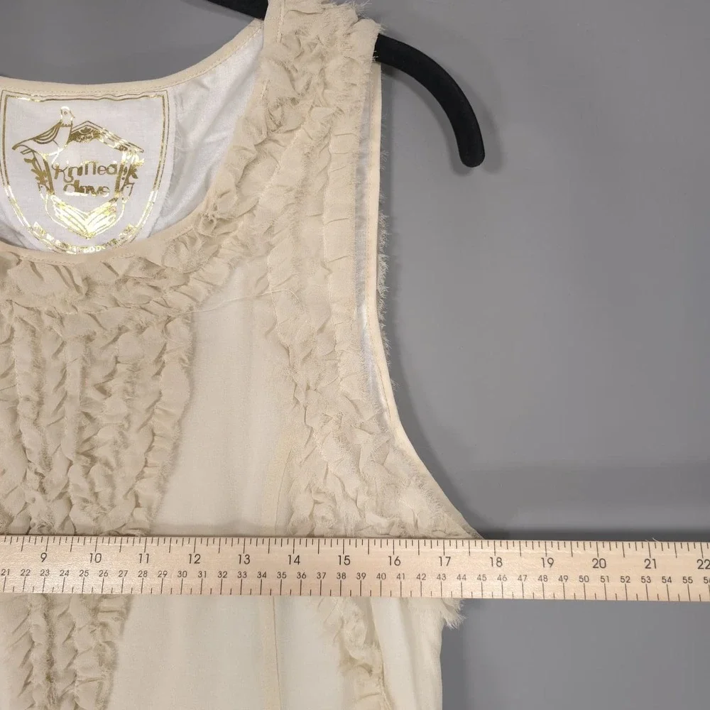 KNITTED DOVE Women's Knee Length Dress LARGE 100% Silk Ivory Sleeveless K92004‎